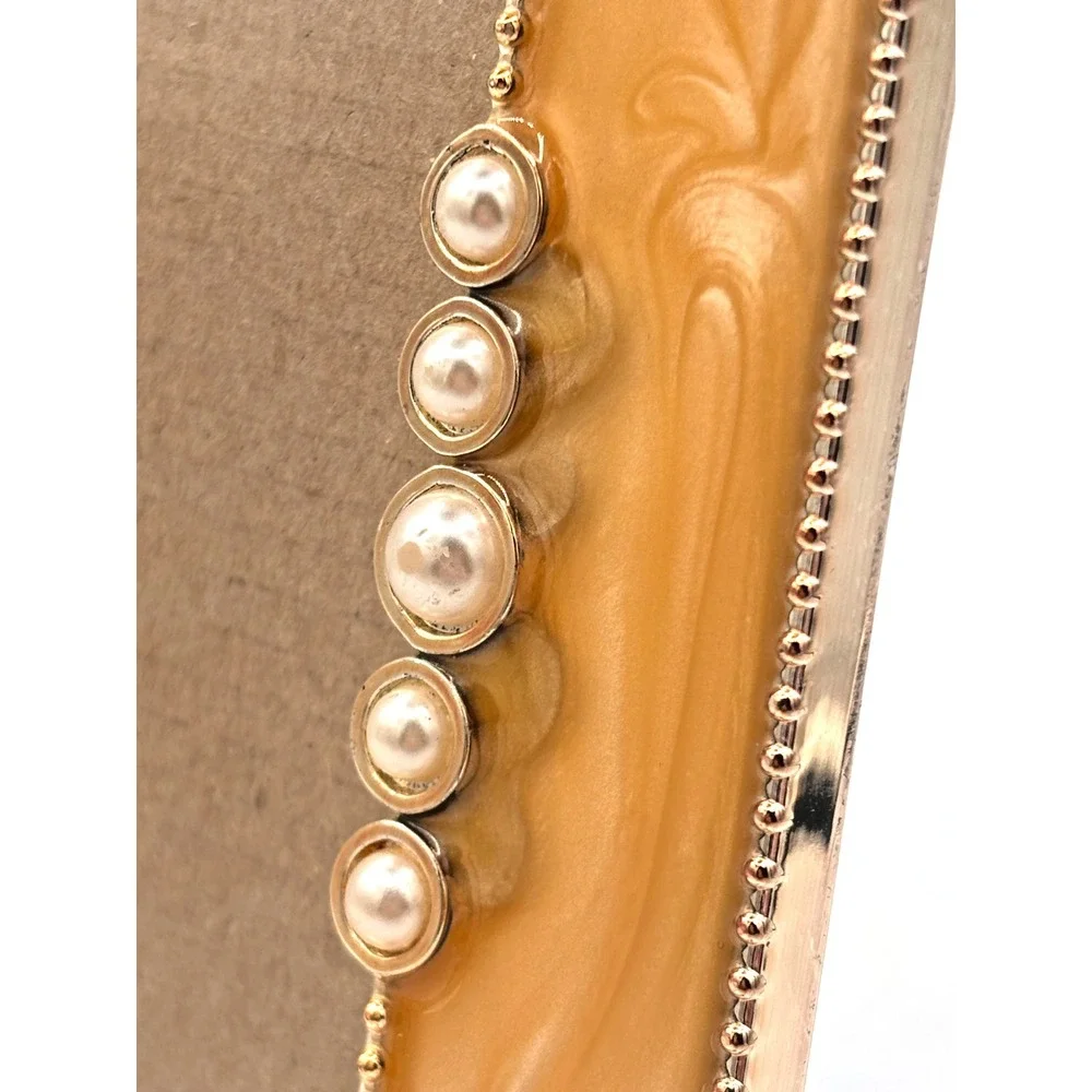 Enamel Embellished Metal Standing Picture Frame 4.5